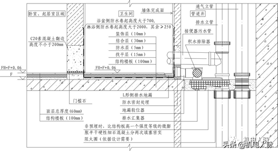 不降板同层与传统降板排水做法详图