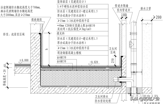 不降板同层与传统降板排水做法详图