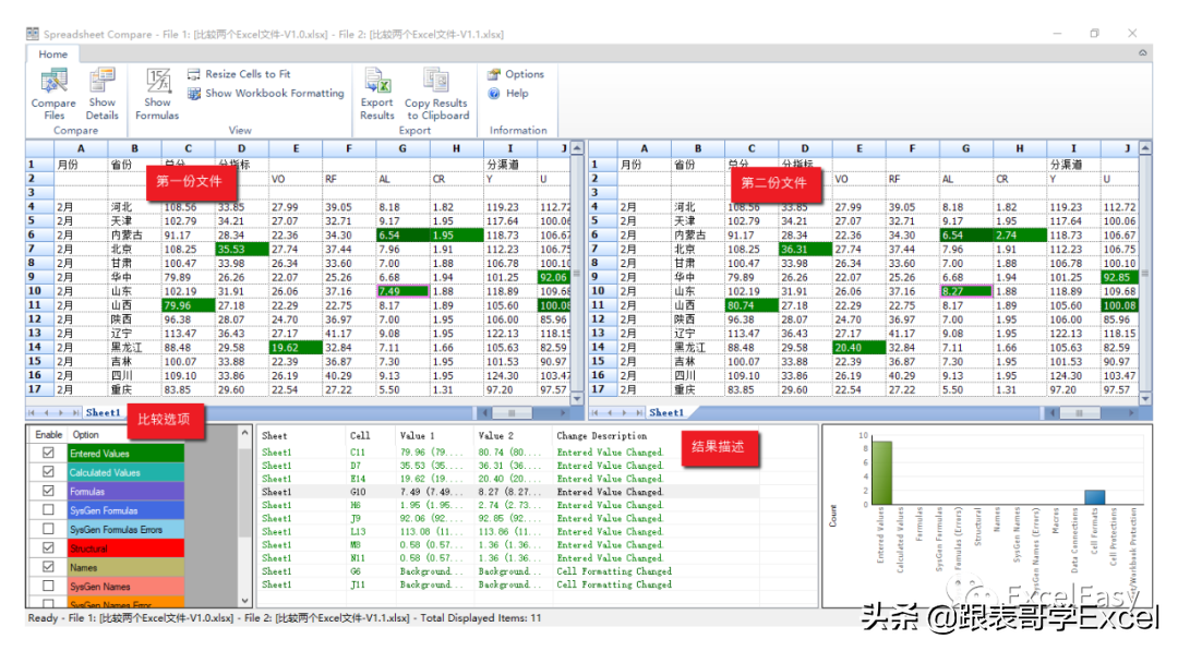 在Word中如何比较两个文档以及它对Excel的作用