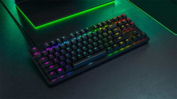 雷蛇推猎魂光蛛竞技版游戏机械键盘：TKL+光轴