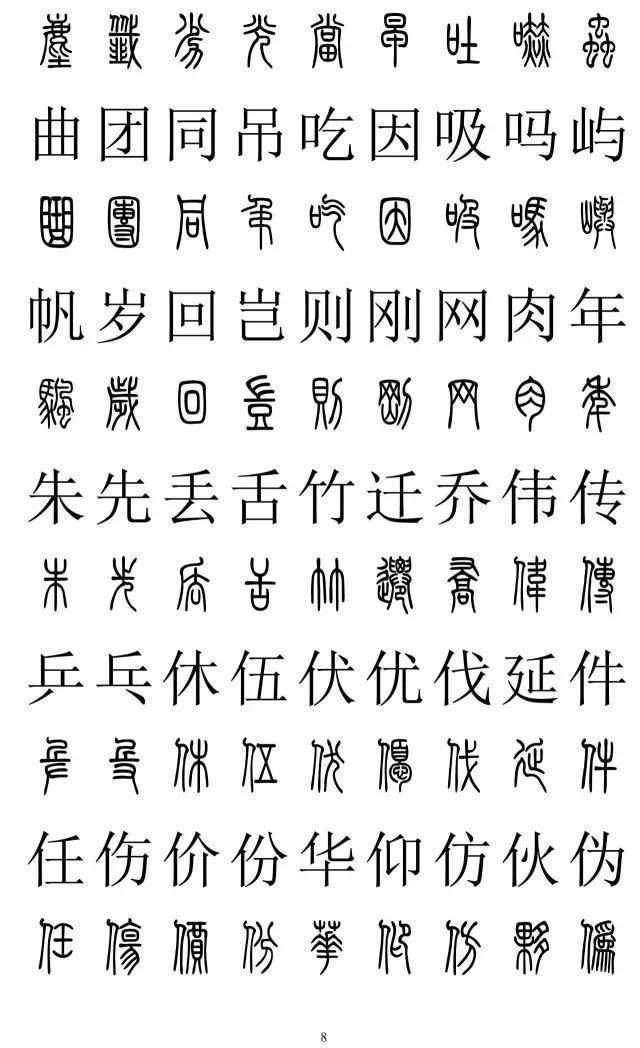 篆书2500字对照表，再也不怕写错了
