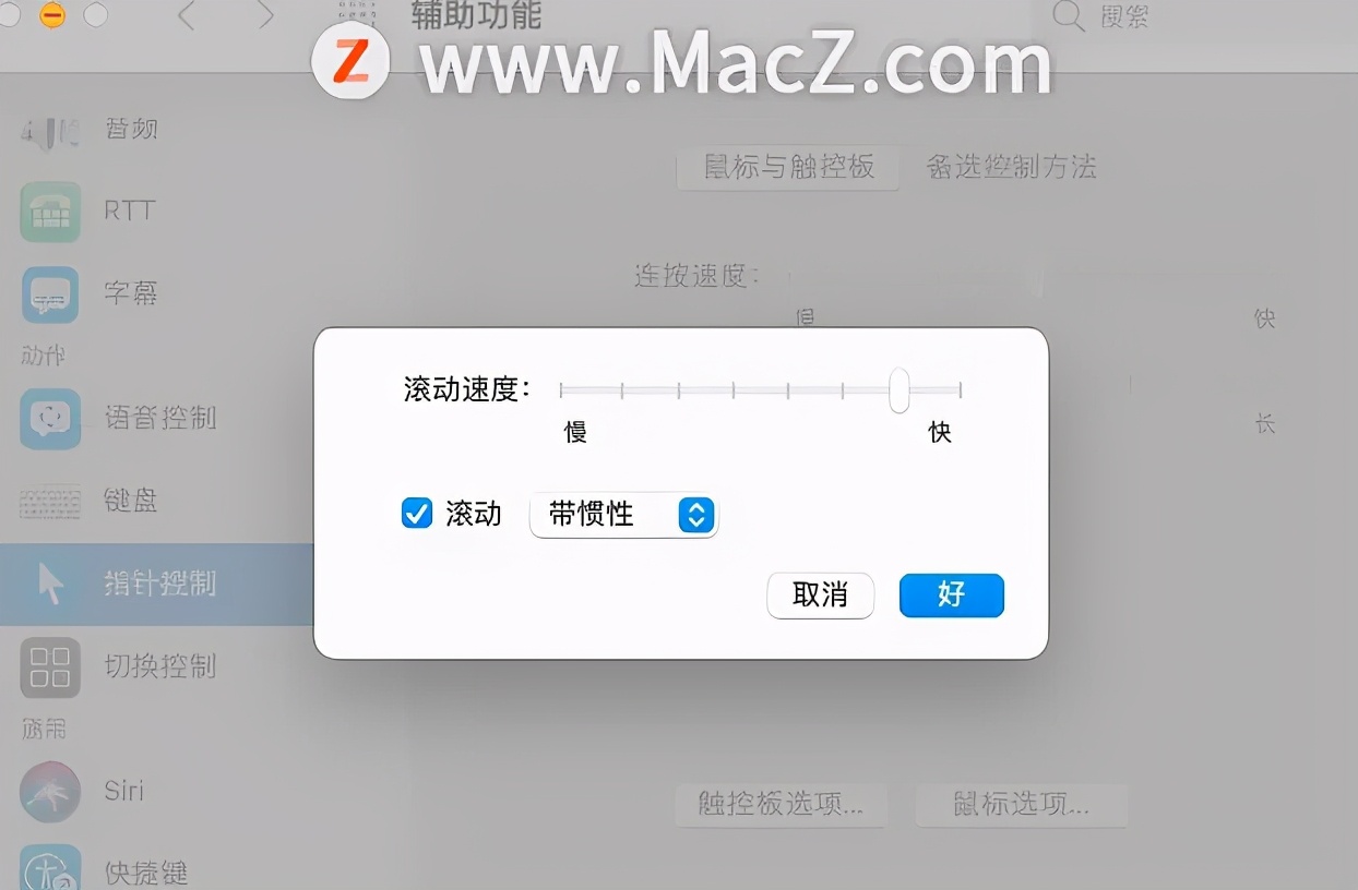 如何在macOS Big Sur上设置鼠标的滚动速度？