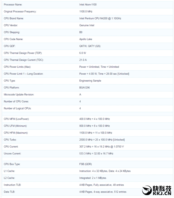 Intel奔腾N4200曝光：ApolloLake家族第一员