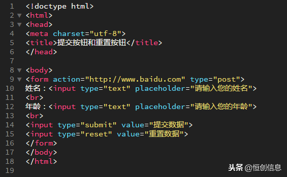 HTML+CSS：常用表单按钮之提交和重置，完整留言表单效果演示