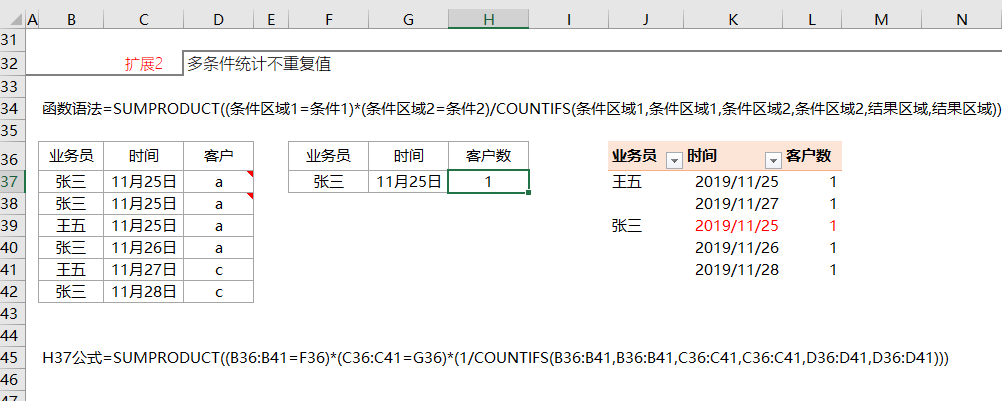 Excel小技巧：多条件也能快速统计不重复记录