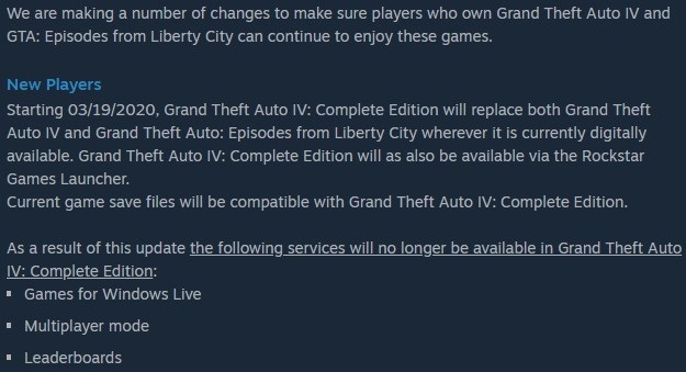 《GTA4》将回归Steam：推出完全版、移除微软存档系统