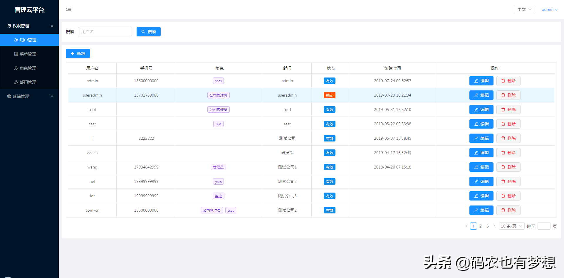 vue+antd搭建后台管理界面模版