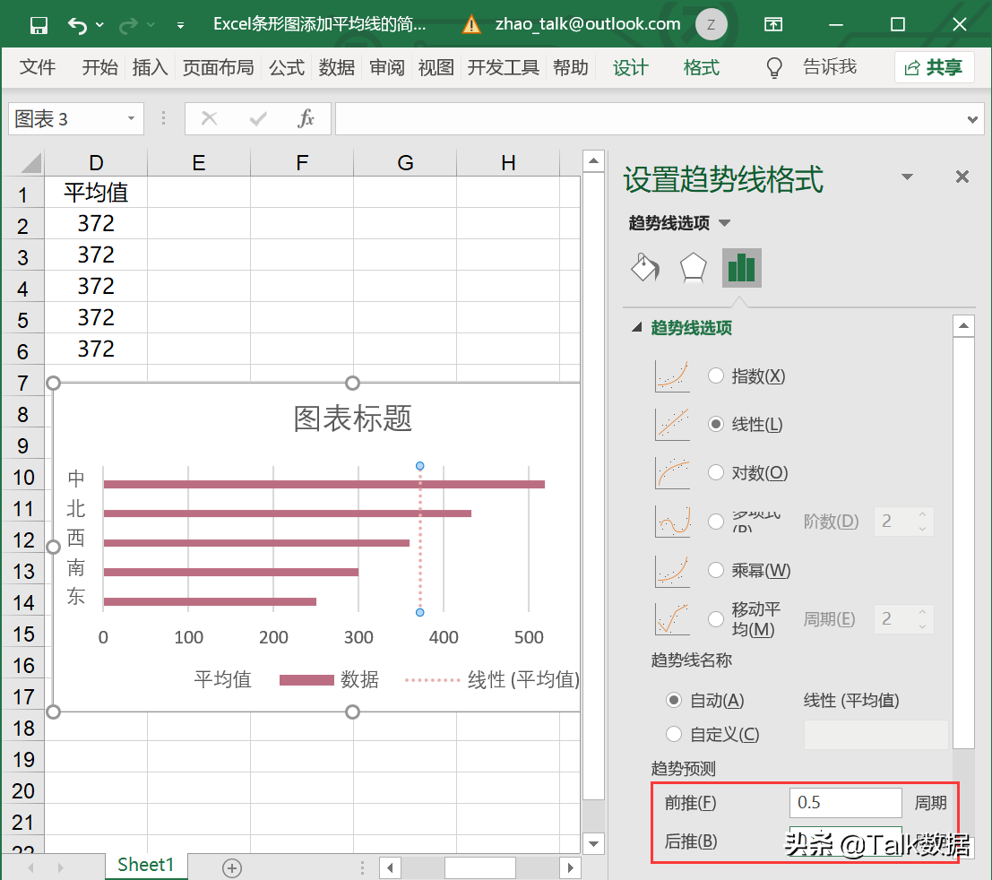 Excel条形图添加平均线的简单方法