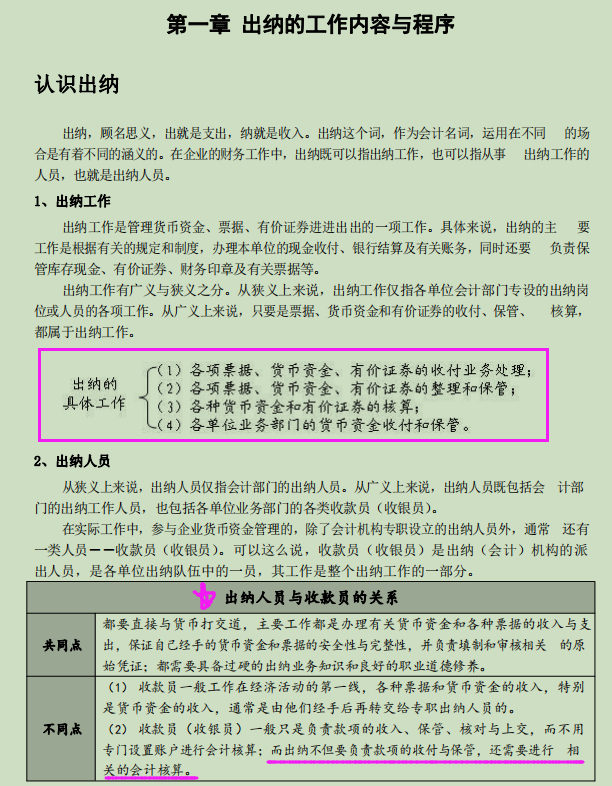 这才是出纳工作的详细操作内容，至今百看不腻，连目录都如此全