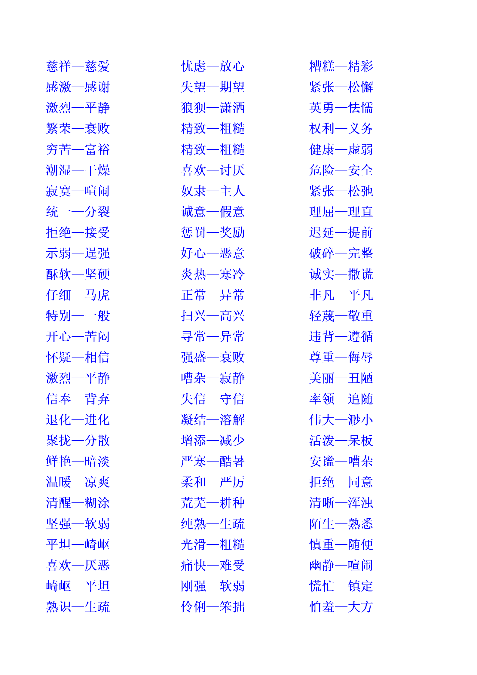 500组小学生常用近义词、反义词，节约孩子背记时间，作文不词穷