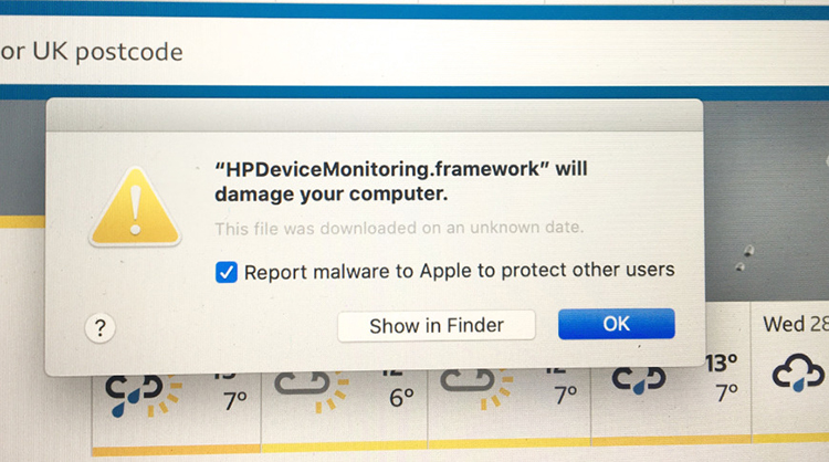 苹果Mac出现新bug HP打印机驱动被标为恶意软件