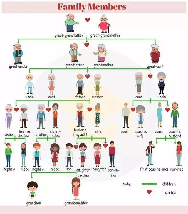 所有家庭成员英文称呼大全