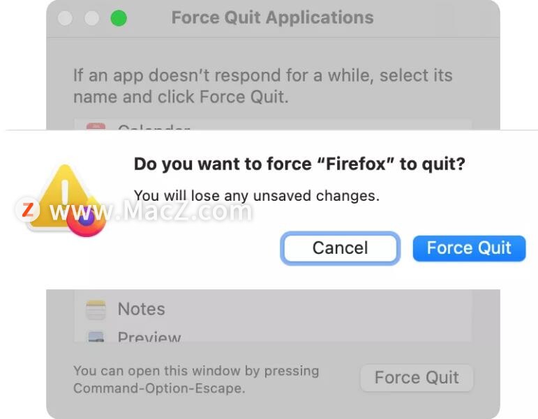 如何使用键盘快捷键强制退出苹果Mac无响应应用程序？