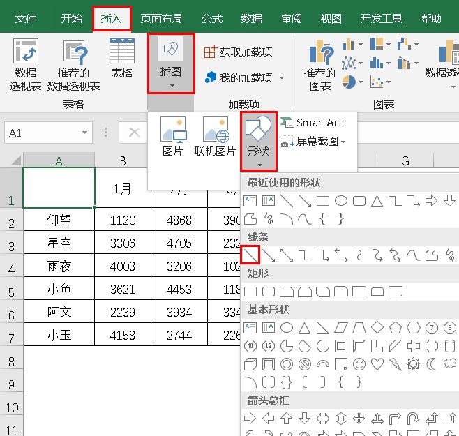 Excel双栏和三栏斜线表头制作技巧