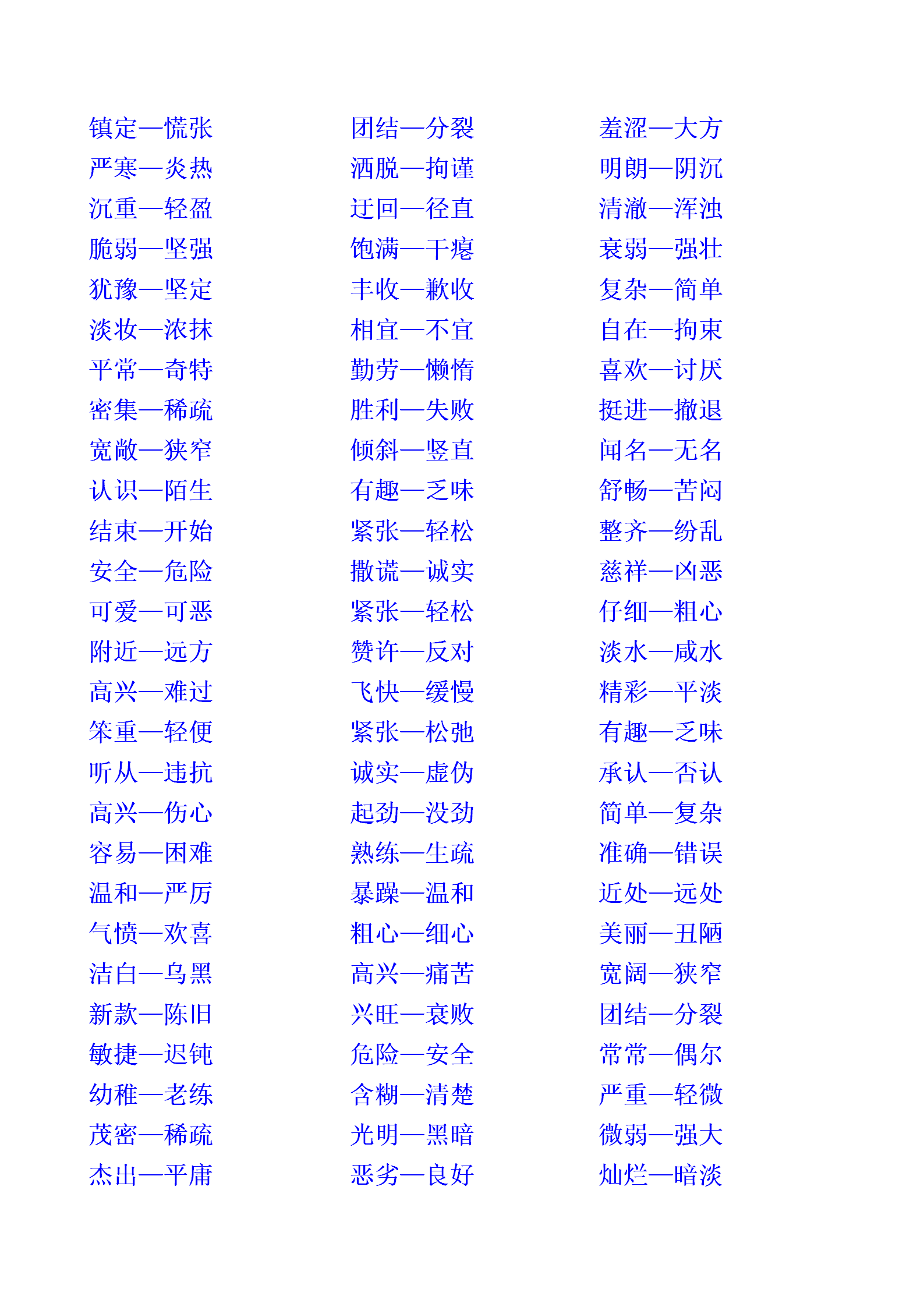 500组小学生常用近义词、反义词，节约孩子背记时间，作文不词穷