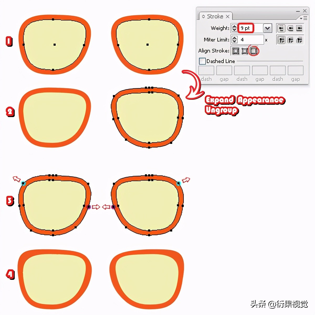 AI软件教程，绘制卡通图形操作步骤