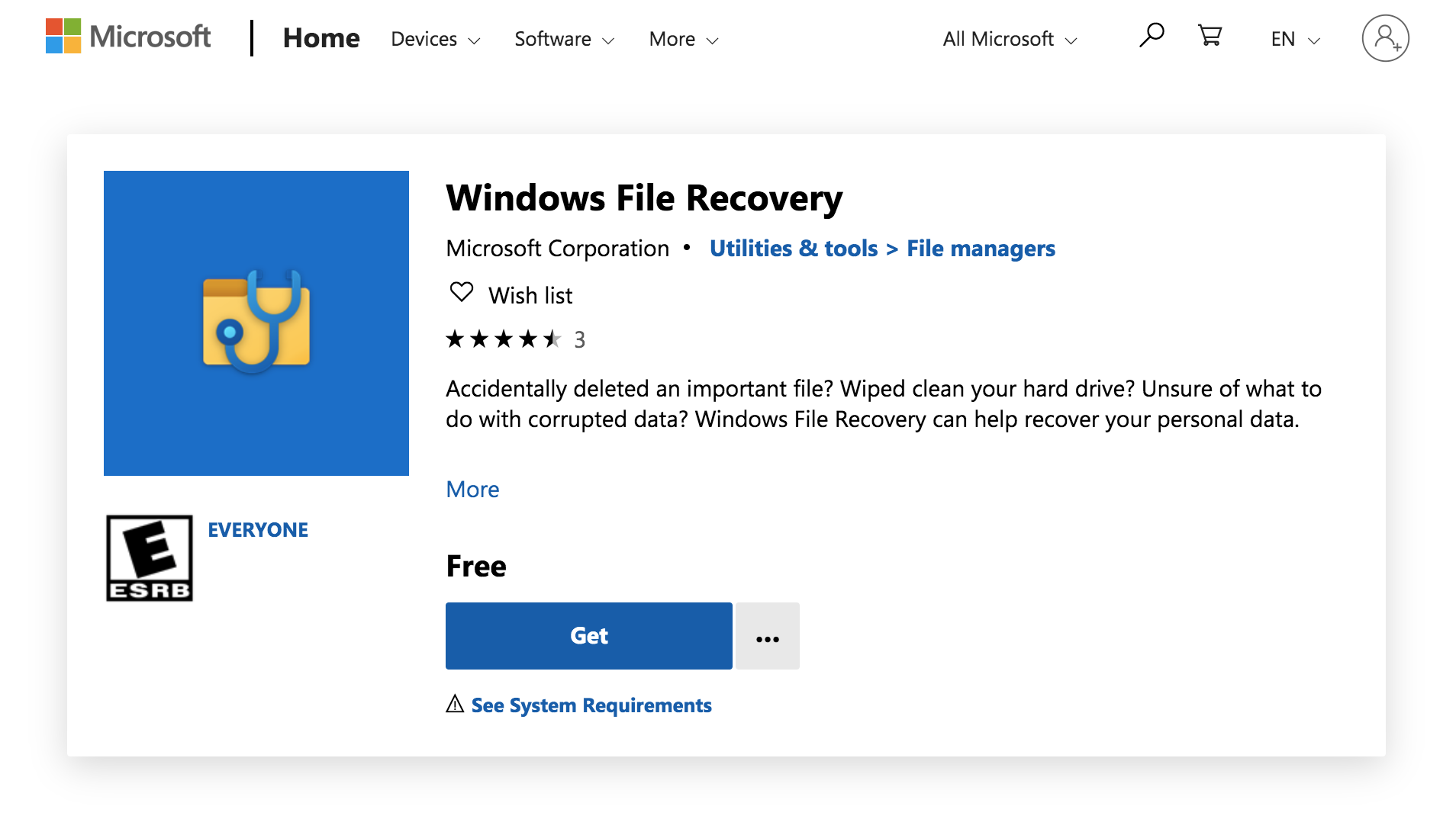 微软发布已删除文件恢复工具Windows File Recovery