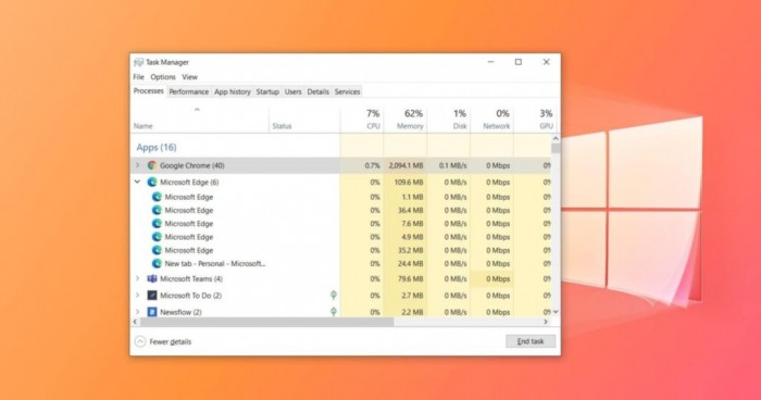 Windows 10任务管理器获新功能：可限制应用的CPU/内存占用