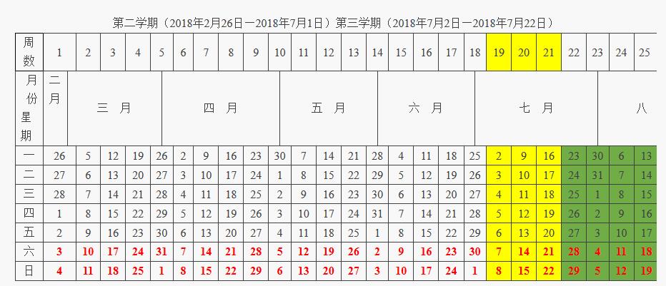 北京化工大学校历时间安排