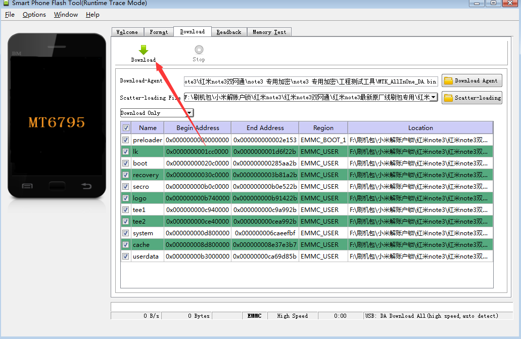 红米NOTE3双网通 MTK版本 救砖解账户锁刷机方法