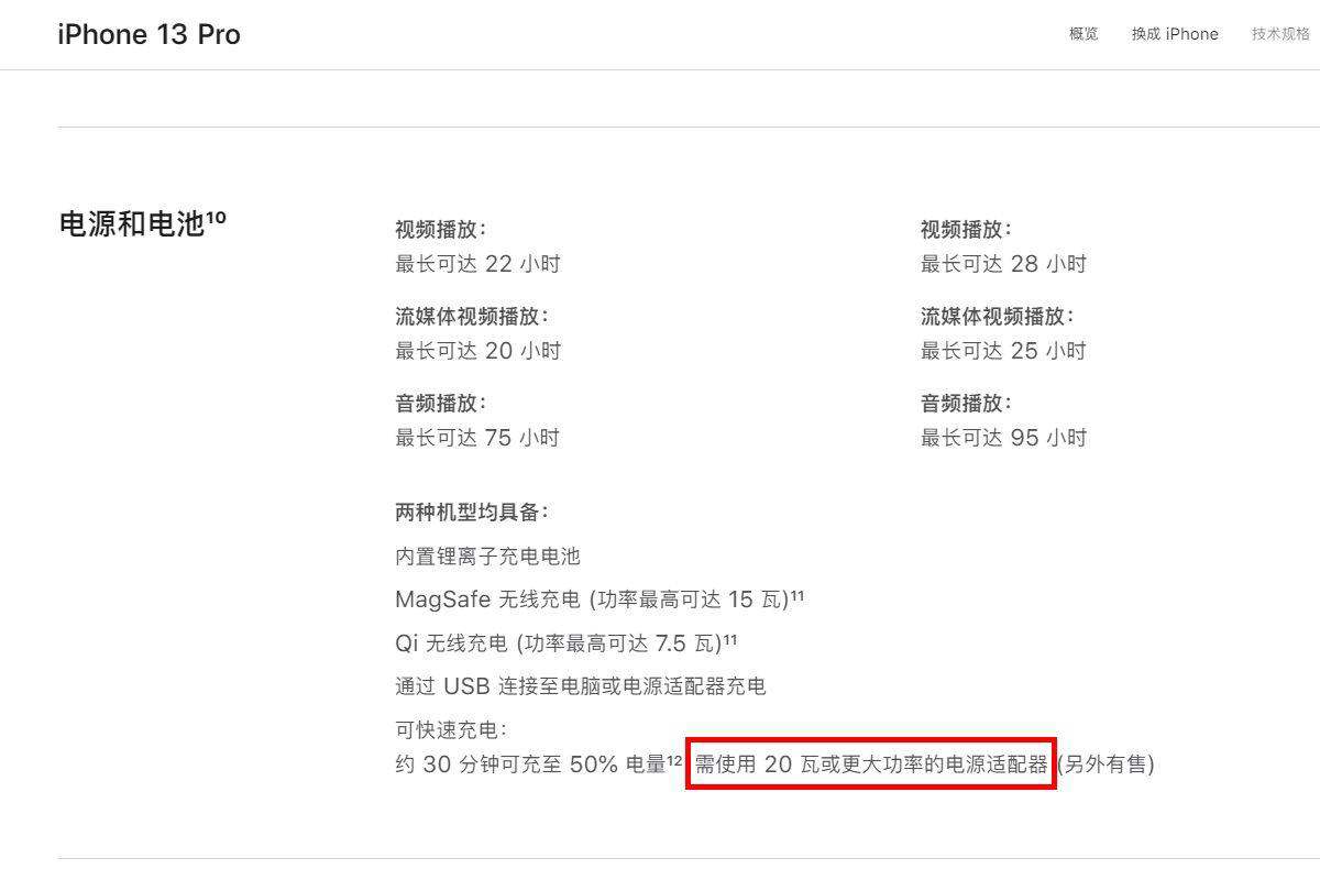 iPhone 13 Pro max支持27W快充，推荐购买30W充电器