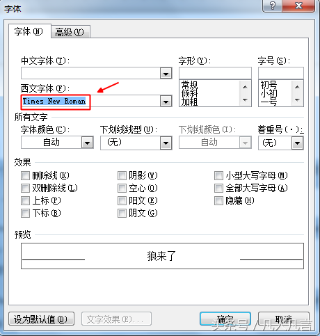 中英文混编的文档，怎样把左右英文字体设置为新罗马字体