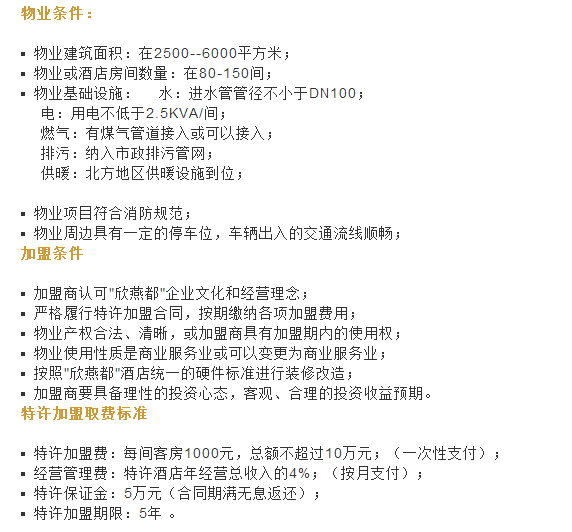 72个中低端酒店连锁品牌加盟费用大汇总