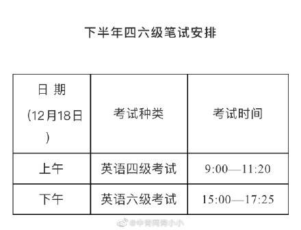 下半年四六级考试时间来啦