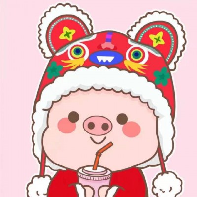 2019猪年卡通情侣头像两张一左一右 对风说故事对
