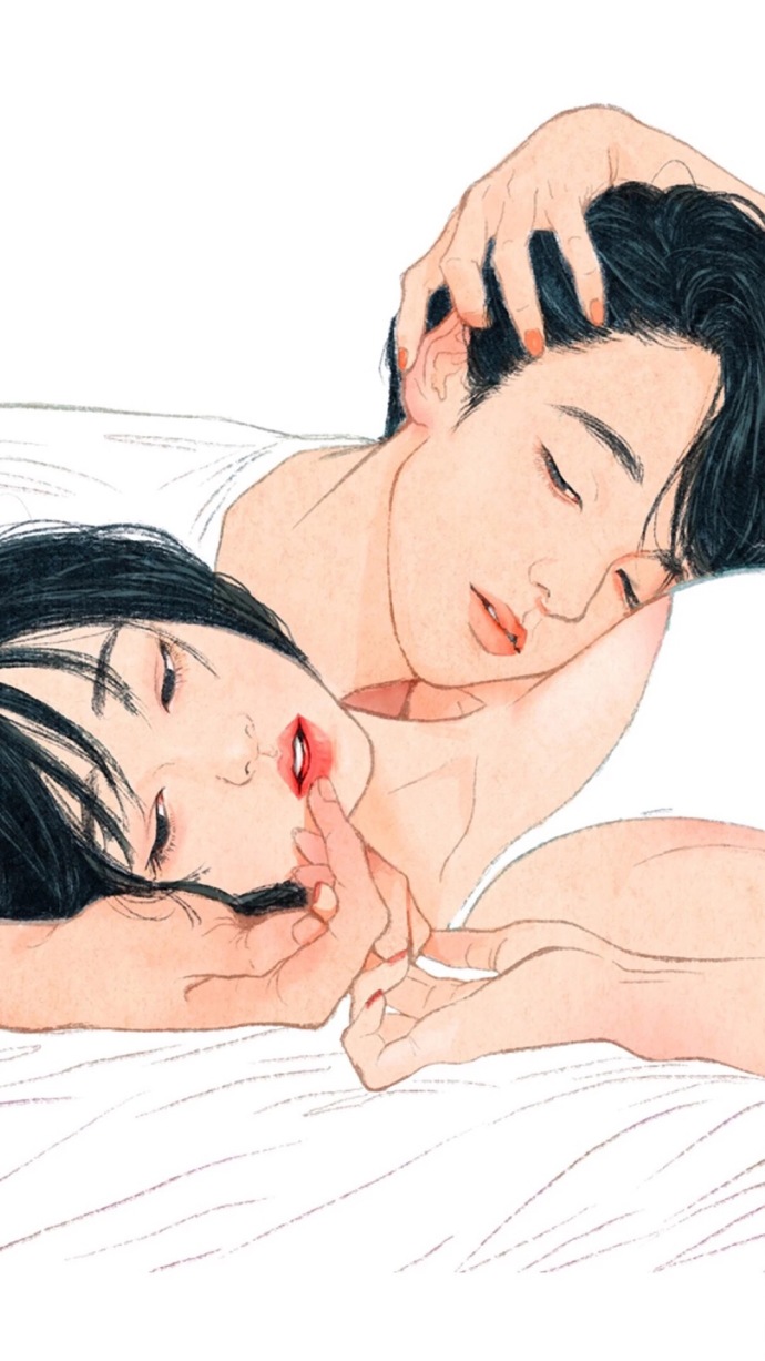 卡通情侣手机壁纸一男一女分开的 好看的情侣手