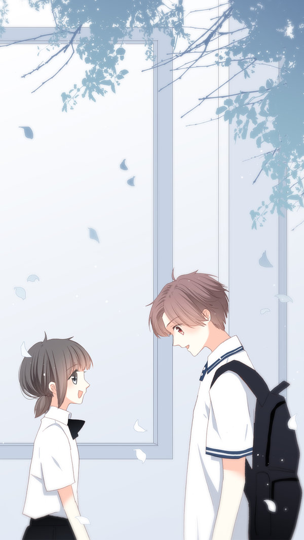 浪漫甜蜜的情侣卡通手机壁纸 两人在一起的幸福