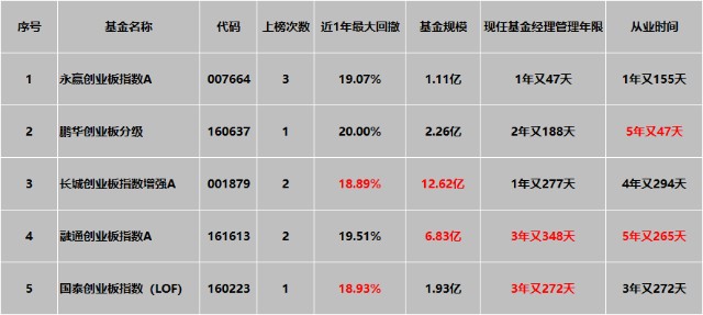 指数基金系列（三）最强创业板指数基金