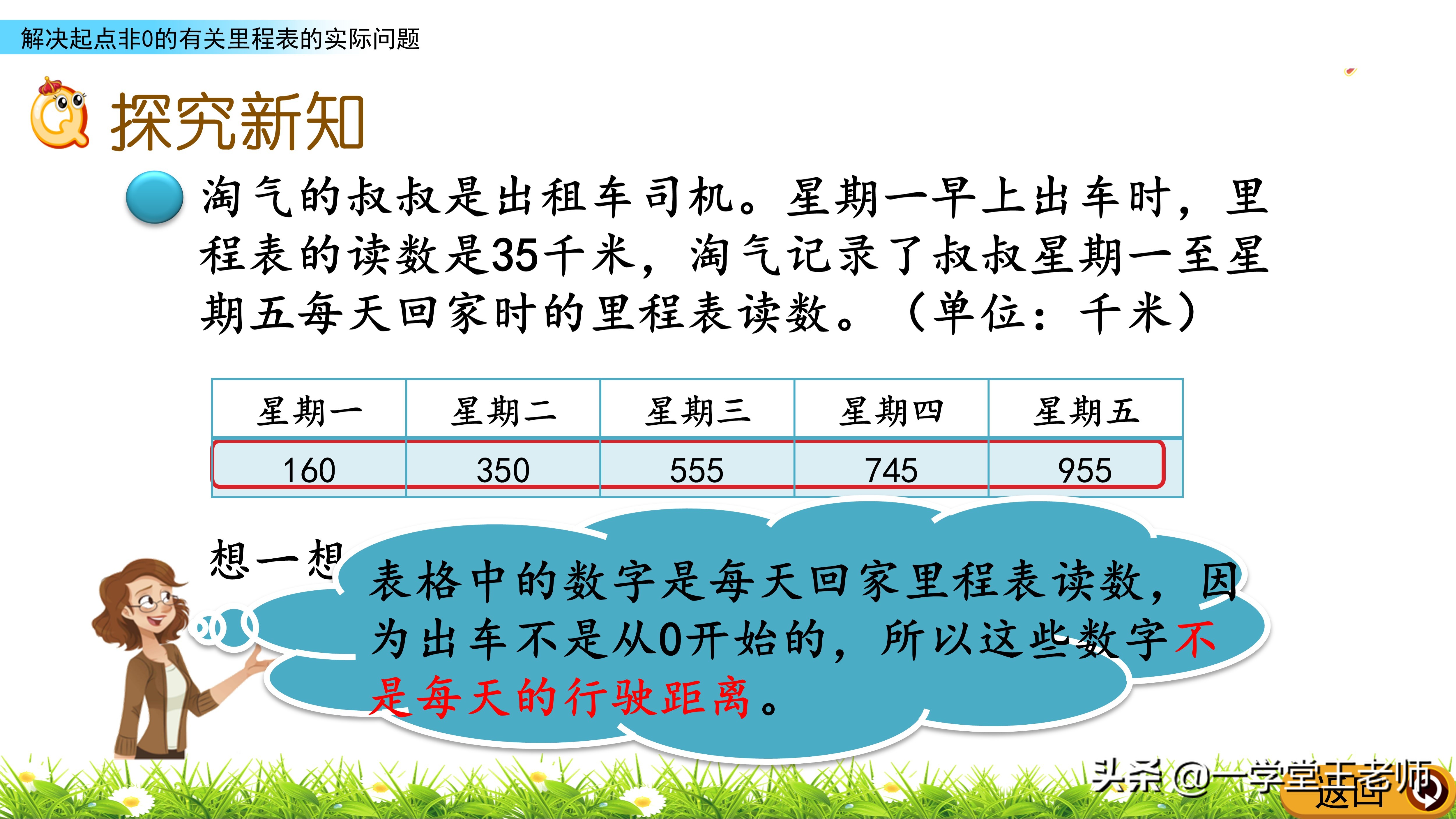 里程表问题总是出错？先要清楚数据的意义，北师大3年级解决问题