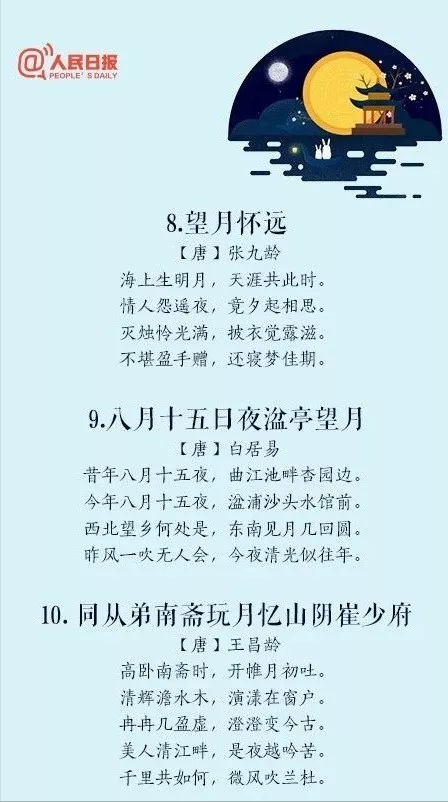 中秋节的古诗有哪些? 描写中秋的诗句