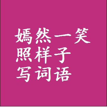 嫣然一笑照样子写词语，结构一样的成语