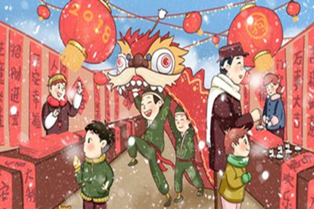 2022春节简短的句子，描写过年前气氛的一句话