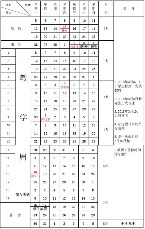 四川工商学院2018年暑假放假时间