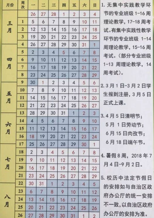 新疆大学2018年暑假放假时间