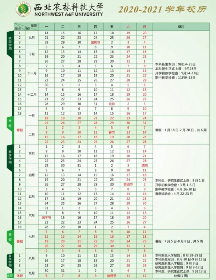 2021西北农林科技大学暑假时间安排