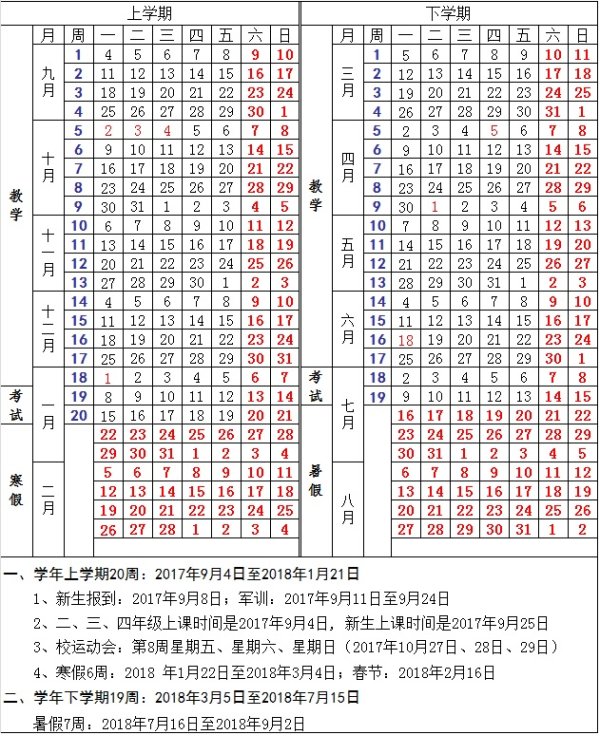 中国药科大学2018校历