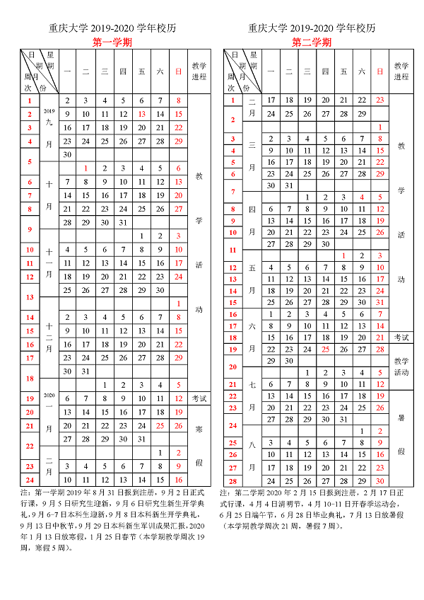 2019重庆大学什么放暑假