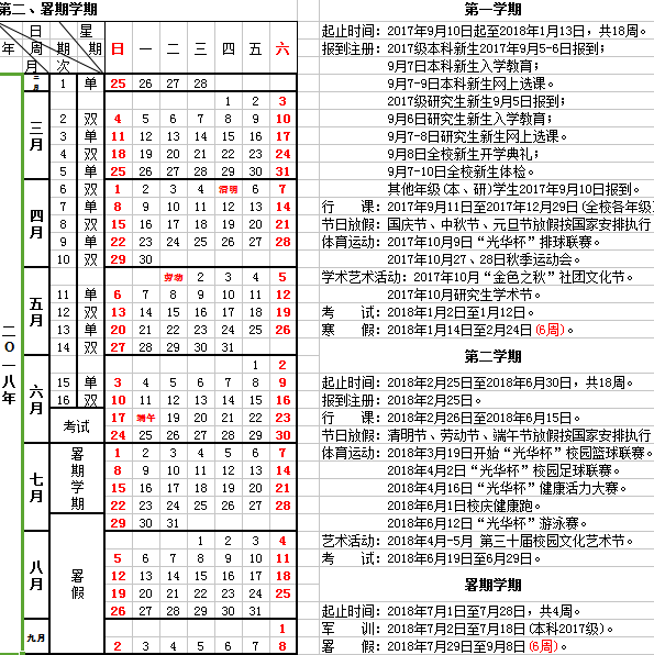 西南财经大学2018年暑假放假时间