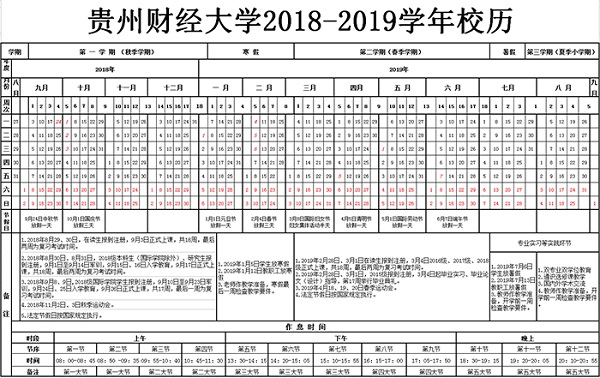 2019贵州财经大学暑假时间安排