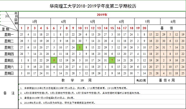 2019华南理工大学什么放暑假