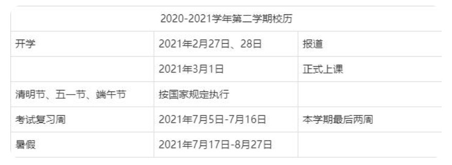 2021山东理工大学暑假时间安排