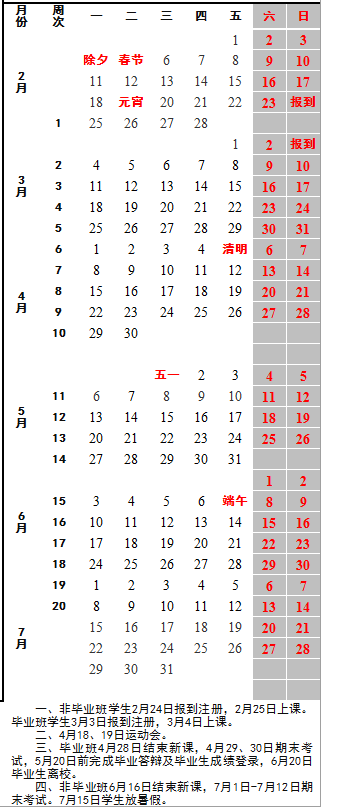 宜宾学院2018年暑假放假时间