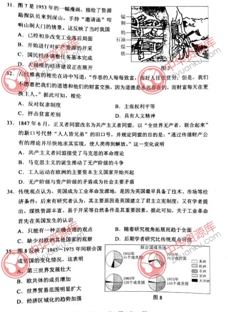 2018年高考全国Ⅰ卷文综试题
