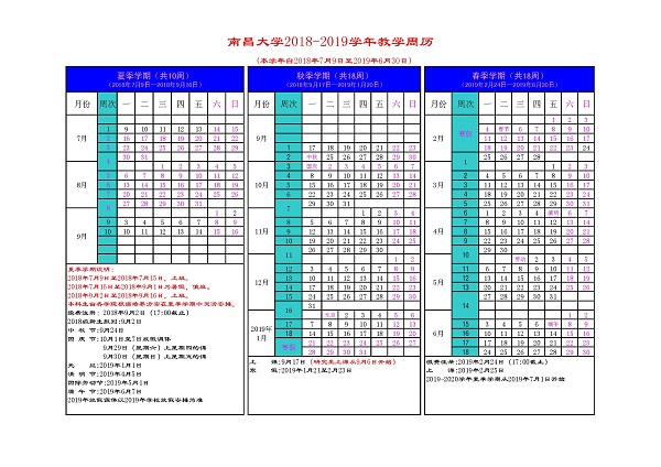 南昌大学2019新生暑假开学时间