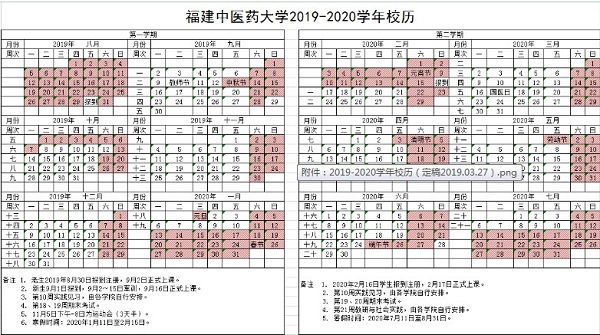 福建中医药大学2019新生暑假开学时间