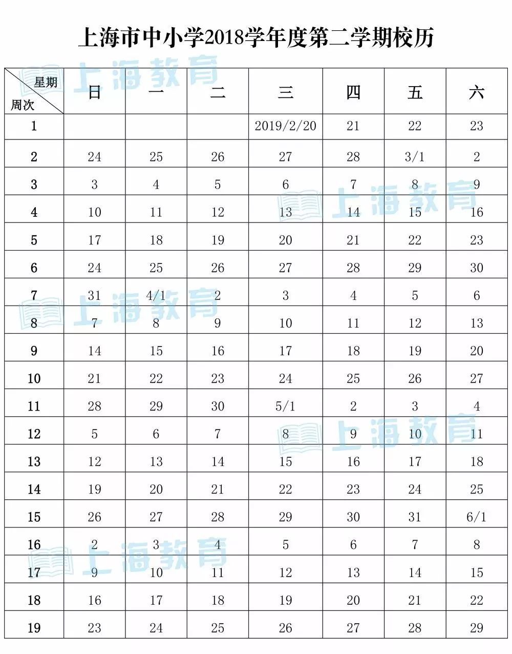 2019上海各高中寒假放假时间安排